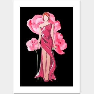 Red Dress Flower Girl Posters and Art